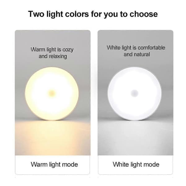 Smart bevægelsessensor LED natlampe med 3 farvetilstande til soveværelset