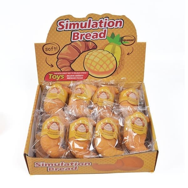 3-pack stressavlastande klämleksaker, stressbollar i croissant- och dessertstil