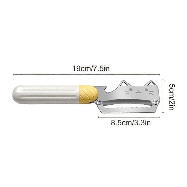 Katteformet skreller i rustfritt stål, multifunksjonell flaskeåpner, søtt kjøkkenutstyr, multifunksjonell skreller, 1 stk. Multi-functional peeler 1pcs