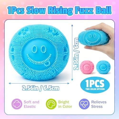 Fuzz Ball Squishy Stressbold, Fuzzball Squishy, Blødt Fidget Legetøj til Angstlindring, Sensorisk Squishy Bold Beroligende Taktilt Greb til Blød Stress Blue