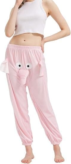 Sjove elefantpyjamasbukser, søde tredimensionelle parpyjamasbukser, lyserød, størrelse L pink L