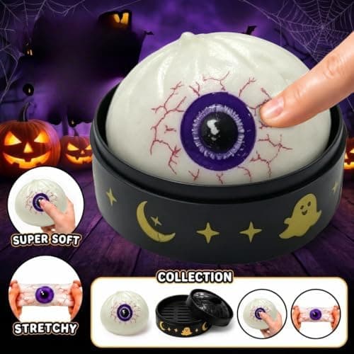 Halloween Spooky Ghost Dumpling Squishies Legetøj, Dumplings Stressbolde til Voksne Fidget Legetøj med Damper, Aflastning Fidget Sensorisk til Helligdage & 14#beige
