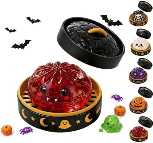 Halloween Spooky Ghost Dumpling Squishies Legetøj, Dumplings Stressbolde til Voksne Fidget Legetøj med Damper, Aflastning Fidget Sensorisk til Helligdage & 12#red