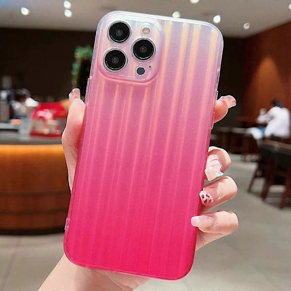 Til iPhone 14 Pro Laser IMD Design Mobiltelefondeksel Koffertformet Akryl+TPU Telefondeksel