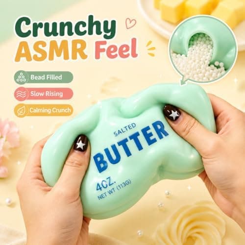 Krämig Smör Squishy Asmr Pärlfylld, Långsamt Stigande Kläm Yellow Butter