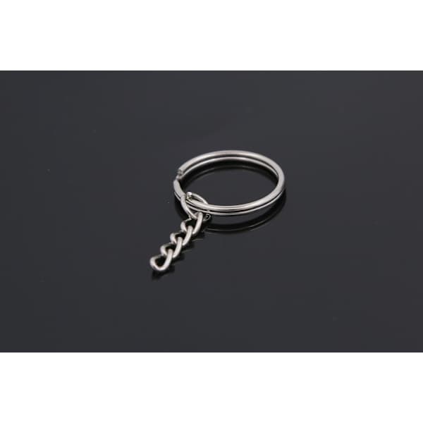 50-pack nyckelringar kort kedja 25 mm, silver