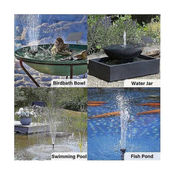 Solcellsdriven fontänpump 180L/H för fågelbad trädgårdspool