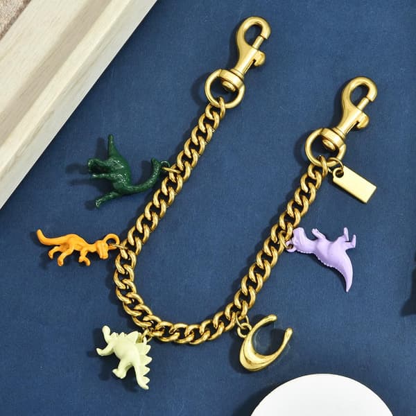 Väskberlocker för handväskor - Söt handväskkedjeberlock - Väskaccessoarer Berlocker för kvinnor C-dinosaur Chain - Gold
