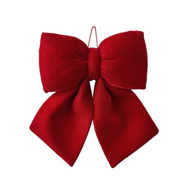 Julesløyfe Ornament Stoff 3D Dekor Rød/Burgunder Tre Størrelser, Rød, Medium red middle