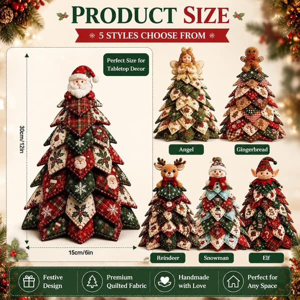 Atallit 2026 Nytt 3D DIY Quiltat Julgranskit Patchwork Hantverksset Elf