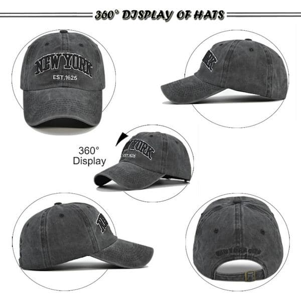 New York Broderi Baseball Caps Slitt Falmet Caps GRÅ grå grey