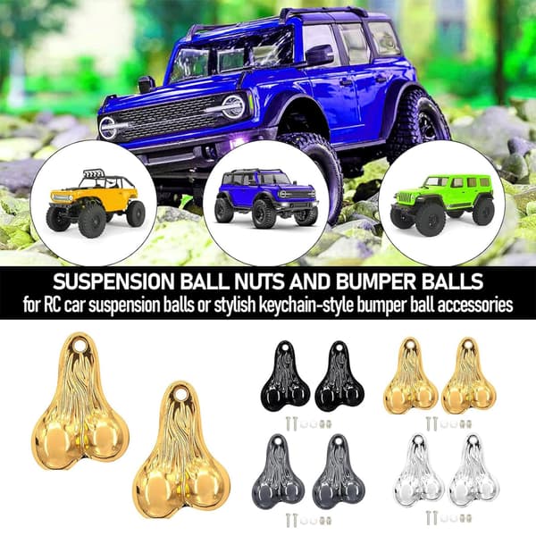 Hengende lastebilkuler for 1/8 1/10 RC Crawler, sinklegering lastebilkuler støtfangermuttere Black+silver