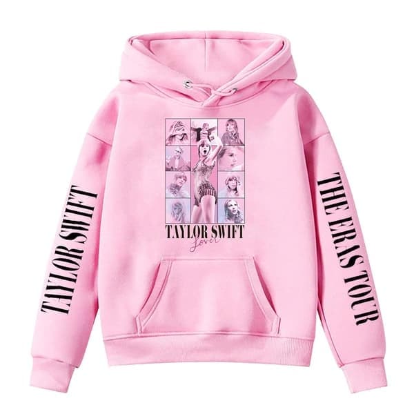 Børn Piger Taylor Swift Hættetrøje Sweatshirt Afslappet Langærmet Søde Pullover Toppe med Lomme Børne Vintertøj Pink, Pink