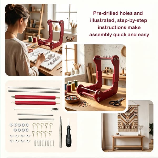 Opgraderet justerbar træperlevævssæt med størrelser 10,4-14,7\"