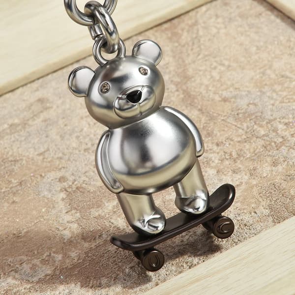 Väskberlock, söta handväskberlocker, väsktillbehörsberlocker, väskkedjor, handväskberlocker Skateboard Bear - Silver