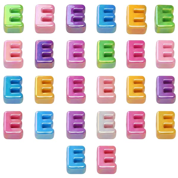 26 st E-bokstavspärlor Stora hål Tjocka bubbelalfabetspärlor Large Letter Beads E
