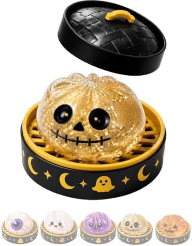 Halloween Spooky Ghost Dumpling, Farverige Dumplings Stressbolde med Madsteamer (Gul) Yellow