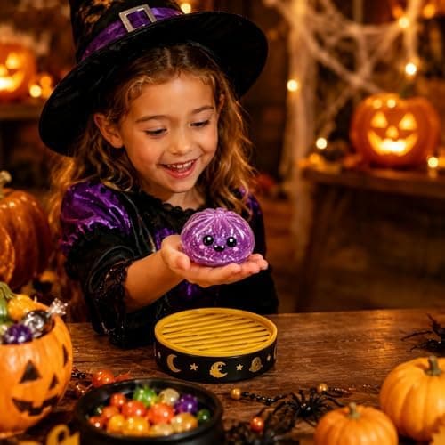 Halloween Spøgelse Dumpling Squishies Legetøj, Sød Spooky Klemme Squishy med Damper, Blød Sensorisk Fidget Stressbold til Halloween Festgaver, Style 4