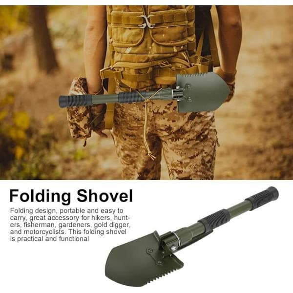 Liten hopfällbar multifunktionell spade (militärgrön)