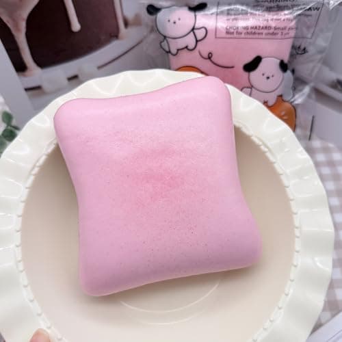 Brödsmör Squishy, Långsamt stigande Squishy, Julklappar, Stressbollar, Stresslindring & Fidgetleksaker för ADHD, Festpresent (Rosa) White-1pcs