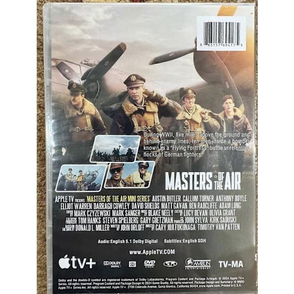 Masters of the Air: (DVD, 2024, 3-disc boks sæt) Engelsk version Ny