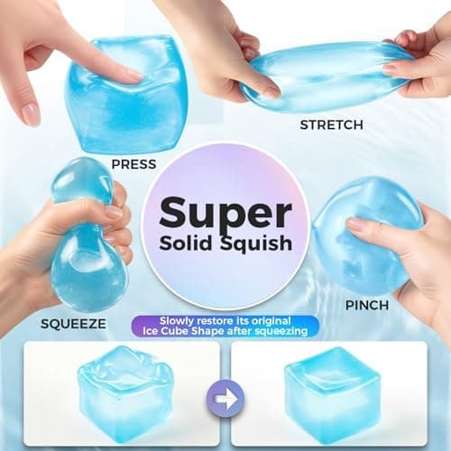 Ice Cube Squishy Fidget Toy - Sakte stigende stress sensorisk ball for tenåringer Blue-glitter