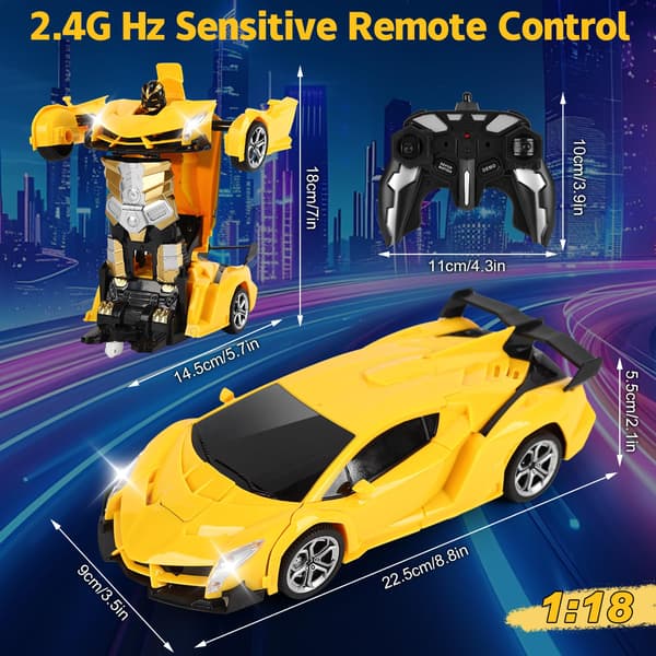 Fjernstyret bil til drenge 4-12 år, 2.4GHz RC Transformer Robot Legetøj