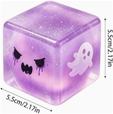 Halloween Squishy Cube, Glitter Spøgelse Fidget Legetøj, 2,17 Tommer