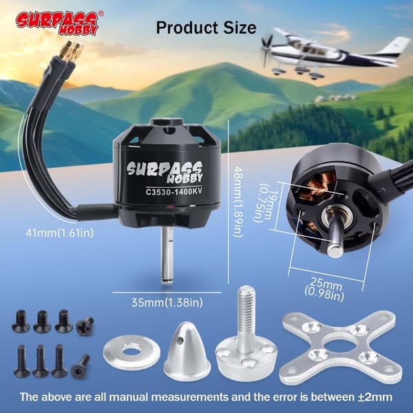 Surpass C3530 1400KV borstlös motor för RC-flygplan med fast vinge 1400kv