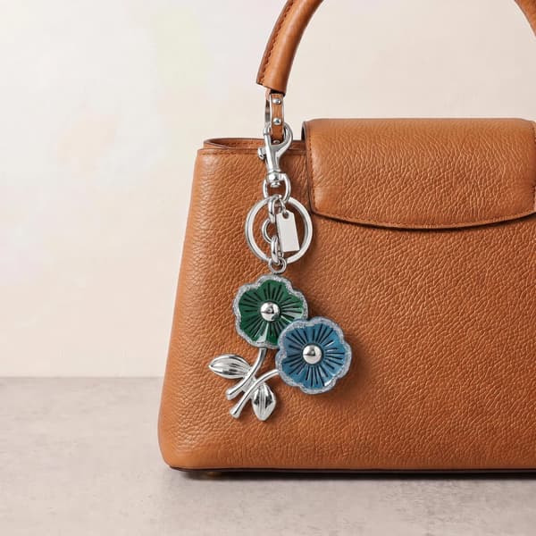 Väskberlocker för handväskor - Söt handväskkedjeberlock - Väskaccessoarer Berlocker för kvinnor 2 Flowers-Silver