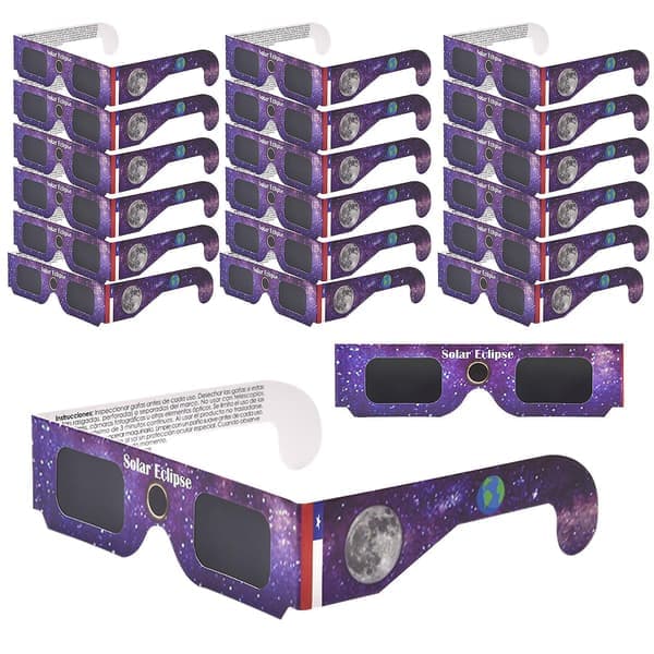 20 stk. Eclipse-briller, filtrerer skadeligt lys, øjenbeskyttelse, papirrammebriller til Eclipse-visning, ISO 12312-2-certificeret, størrelse B B