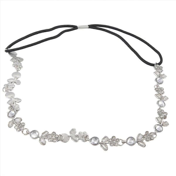 Hårband Elegant Elastiskt Hårband med Strassblommor för Kvinnor - Silver