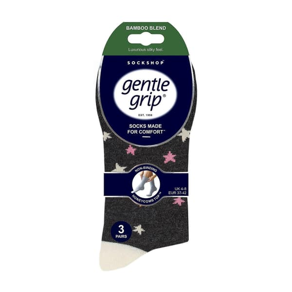 Gentle Grip - 6-pak damestrømper i bambus uden elastik Pink 4-8 UK