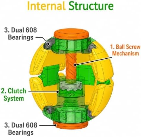 3D-printet Spin Ball Fidget Legetøj, Gul Skrivebordslegetøj, Alder 14+ Yellow