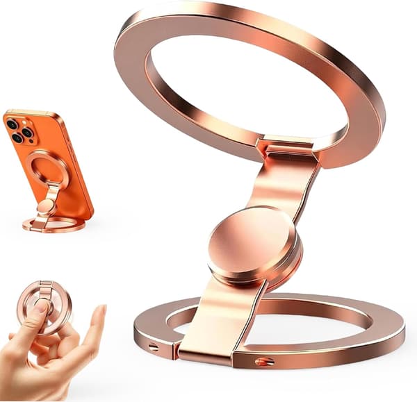 Magnetisk telefonstativ Fidget Spinner, 360° Flip, Aluminium (Rosegull) Rose Gold