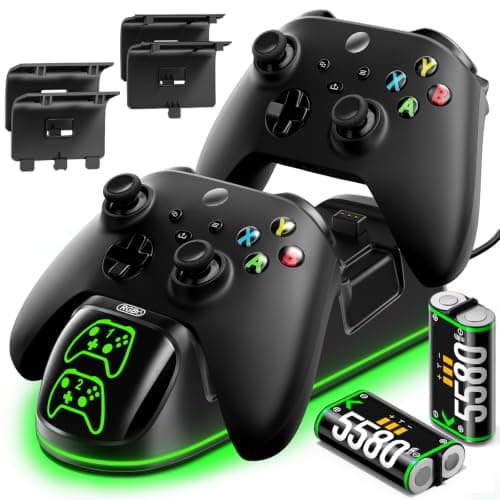 OlVO XSX Controlleroplader til X/S/One/Elite, med 2x5580mWh Xbox-batteri Black-2 Packs