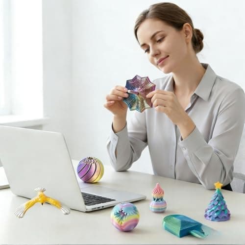 7 st 3D-printade fidget-leksaker, stjärnsprial sensorisk skrivbordsleksak