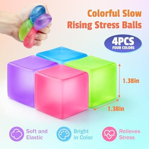 4-pack Squishy-kuber, Ice Cube Squishy Långsamt stigande stresskuber, Sensorisk fidgetleksak för ångestlindring, Stressbollar och Squishy-kuber för 4pc