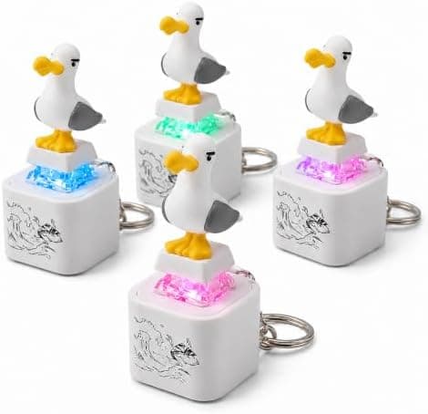 4-pak Måge Mine Knap Nøglering, LED Lyd Fidget Clicker