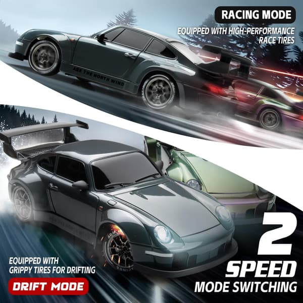 Nowzeth RC Driftbil 1/24 Widebody Grå Fjernstyrt Driftbil for Voksne Grey / 1:24 Scale
