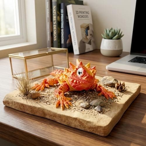 3D-printet øglefigur, 1 STK 3D-printede dyr og 3D-printede leker, fleksibel leddet hornøgle skrivebordsdekor, samleobjekt gave Horned Lizard