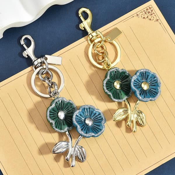 Väskberlocker för handväskor - Söt handväskkedjeberlock - Väskaccessoarer Berlocker för kvinnor 2 Flowers-Silver
