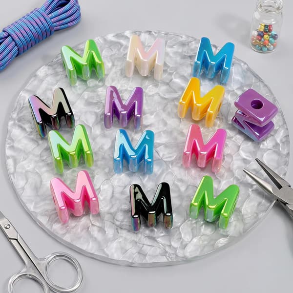 26 st M-bokstavspärlor med stort hål, tjocka bubbelalfabetspärlor Large Letter Beads M