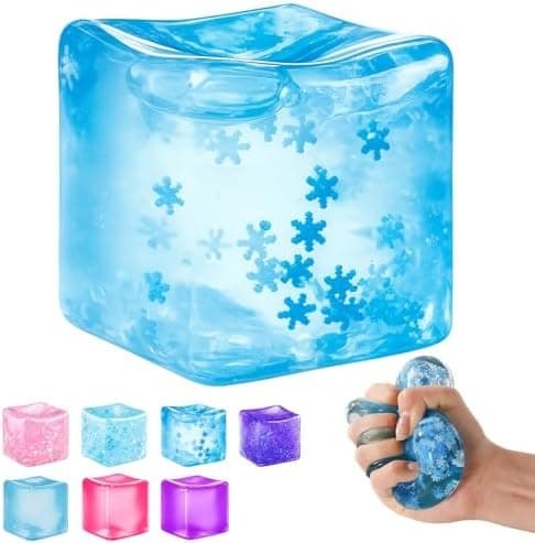 Ice Cube Squishy Fidget Toy - Sakte stigende stress sensorisk ball for tenåringer Snow-blue