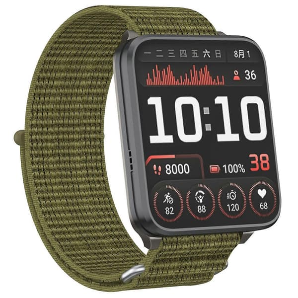 Til Garmin Venu X1 Håndledsrem Magic Tape Nylon Loop Urrem med Metalring Multicolor Olive Green
