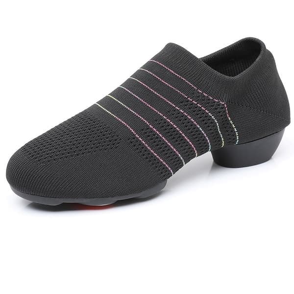 Kvinders Square Dance Sneakers, Åndbar Mesh Blød Sål 3cm Hæl til Ballroom Dans og Performance, Sort Black
