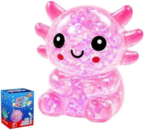 Glittrig Axolotl Squishy Leksak, Squishy Leksaker, Långsamt Resande Squishy (Rosa) Pink