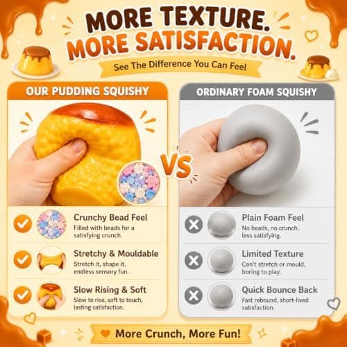 Knaprigt Pudding Squishy Asmr Pärlfylld, Knapriga Pudding Squishies Pudding