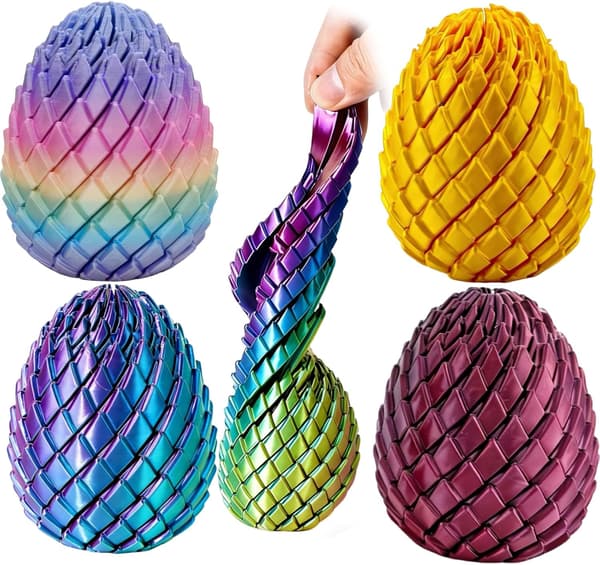 Twisty Fidget Egg, 3D-printet glatt egg-fidget, påskedrageegg, nødvendigheter til påskekurven, stressavlastende skrivebordsfidgetleke for 4 Pcs B