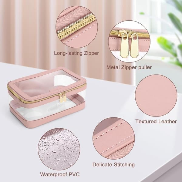Resväska med sminkväska, necessär i läder, rosa pink